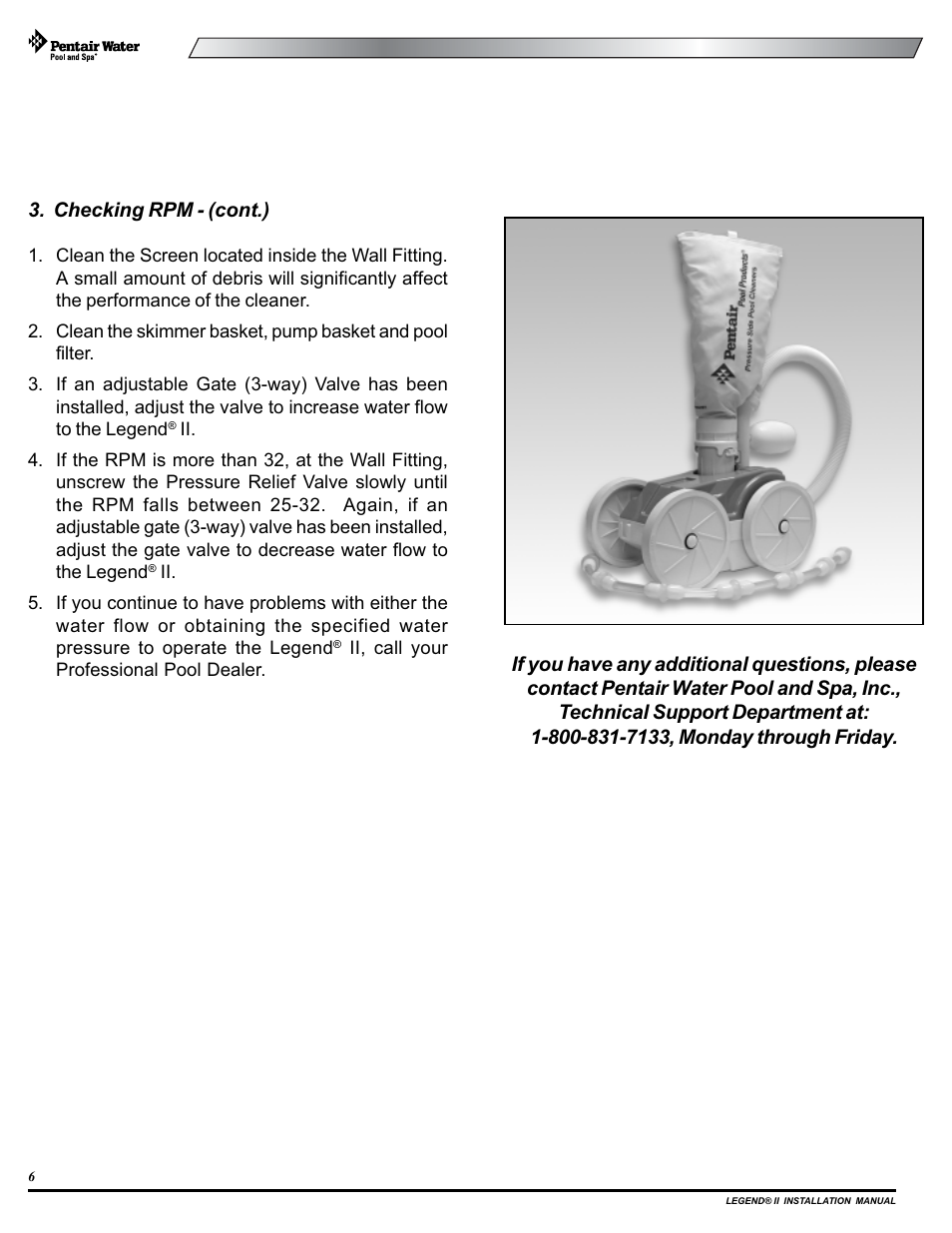 Pentair Pressure Side Pool Cleaner Legend II User Manual | Page 10 / 20