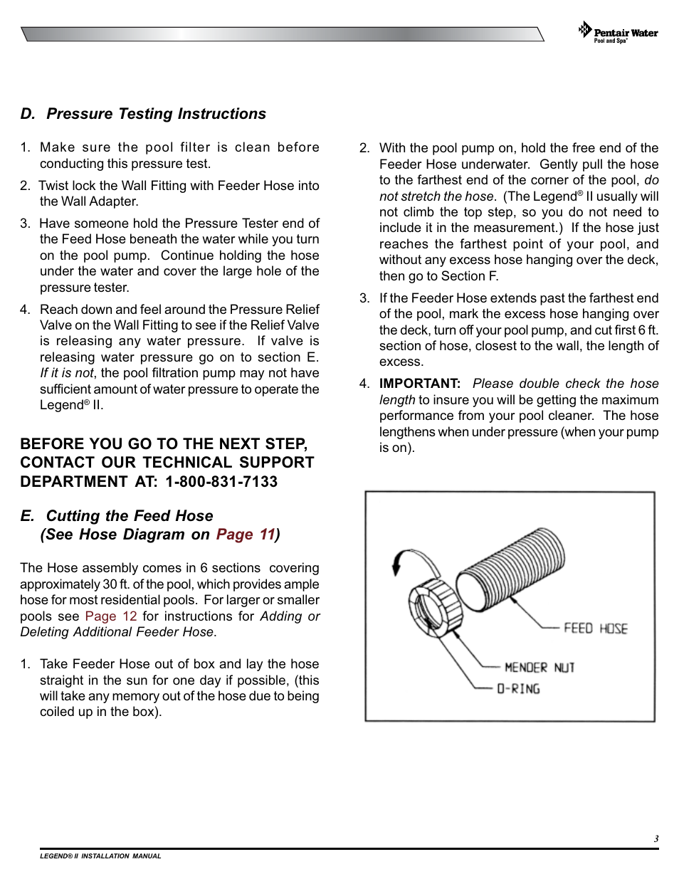 Pentair Pressure Side Pool Cleaner Legend II User Manual | Page 7 / 20