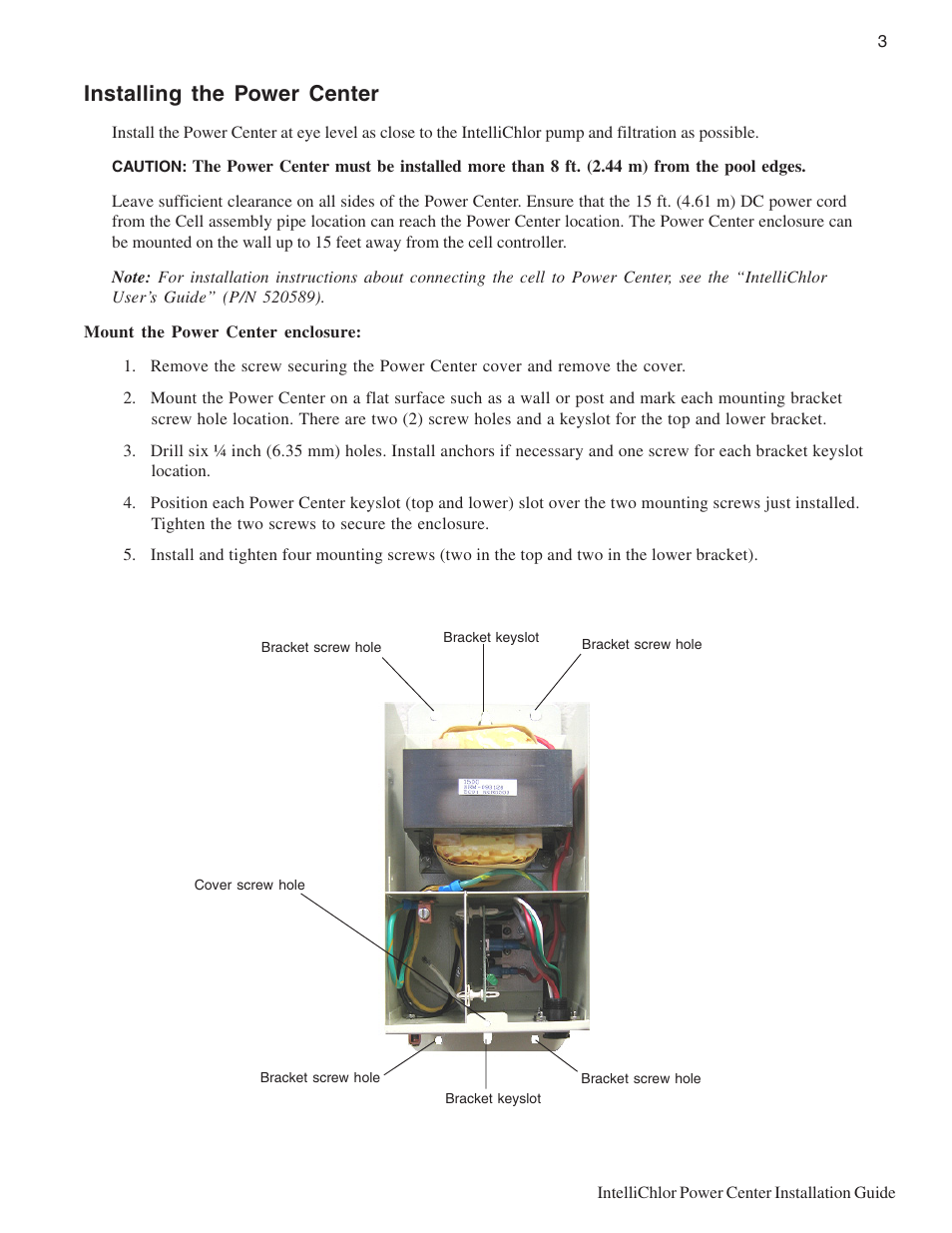 Installing the power center | Pentair C40 User Manual | Page 8 / 13