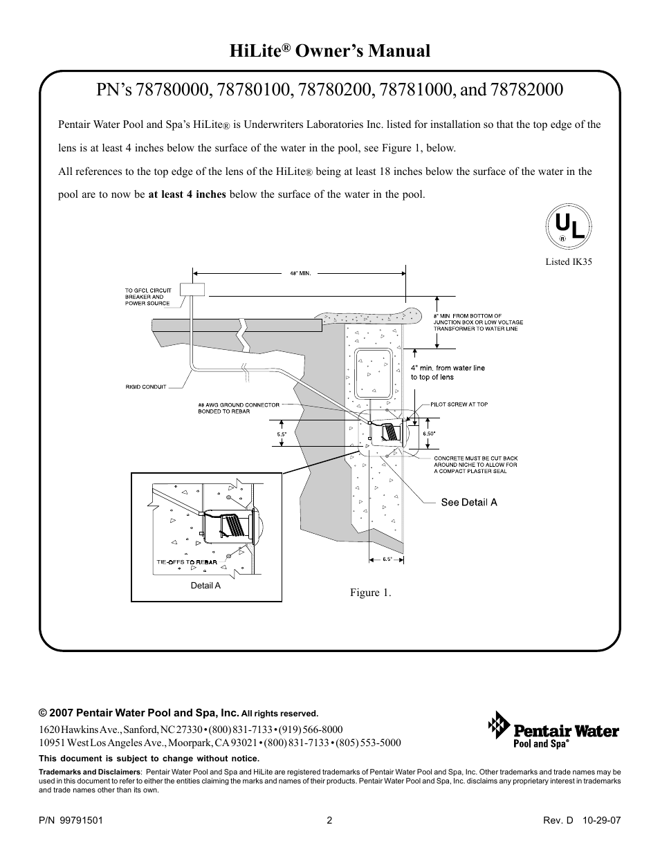 Hilite | Pentair HiLite User Manual | Page 2 / 2