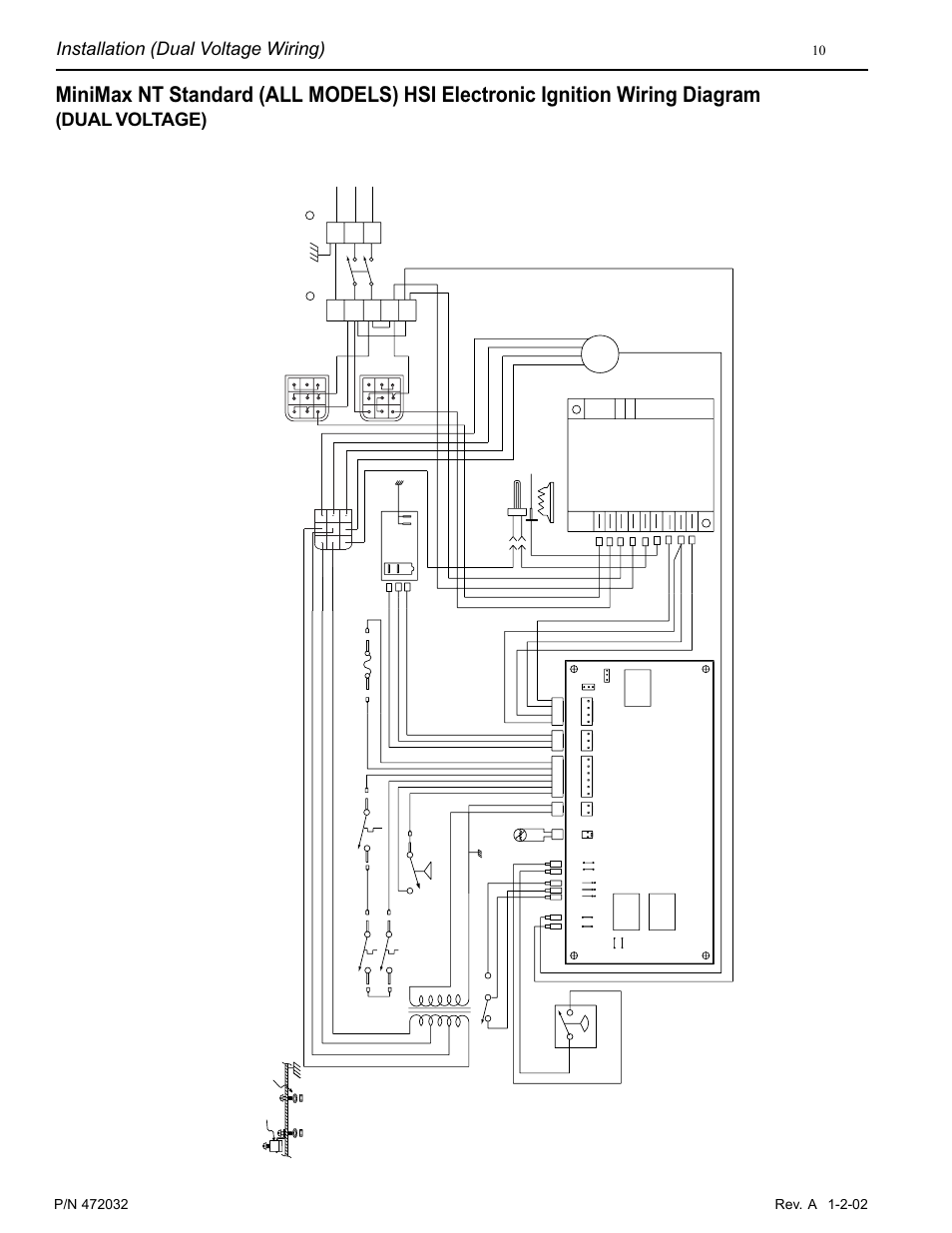 Installation (dual voltage wiring), Dual voltage), Minimax nt standard all models wiring diagram | Fenwal, Pentair 7800 | Pentair MiniMax NT Standard Series User Manual | Page 10 / 32