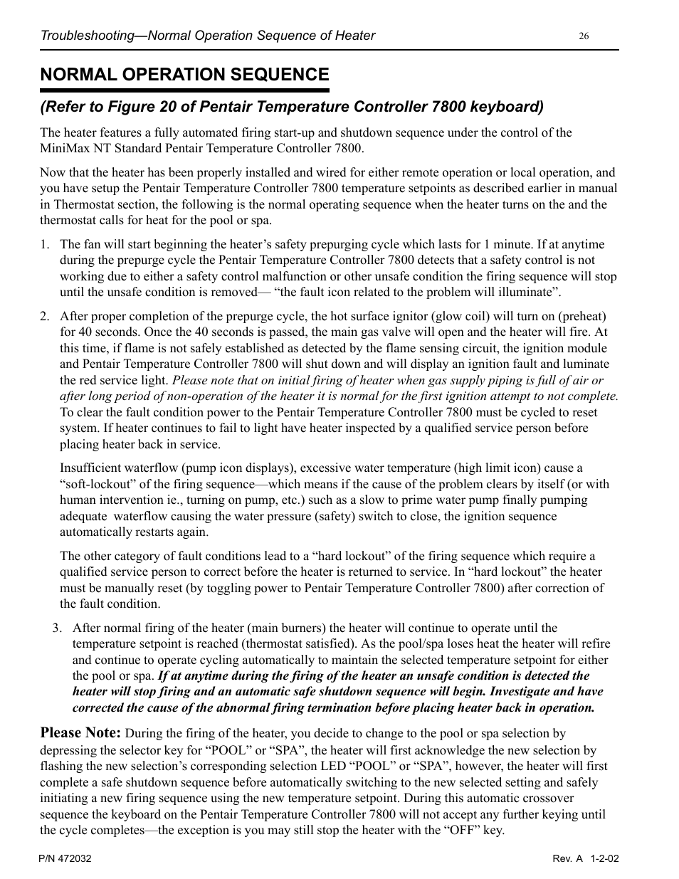 Normal operation sequence | Pentair MiniMax NT Standard Series User Manual | Page 26 / 32