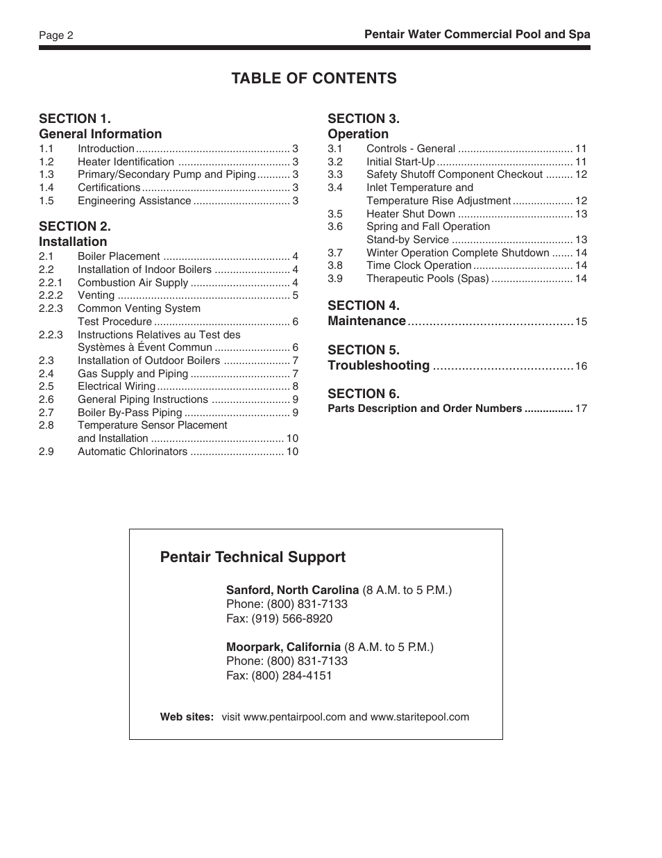 Pentair MT Sizes 500 User Manual | Page 2 / 32