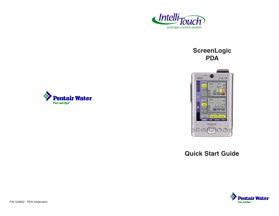 Pentair IntelliTouch PDA User Manual | 4 pages