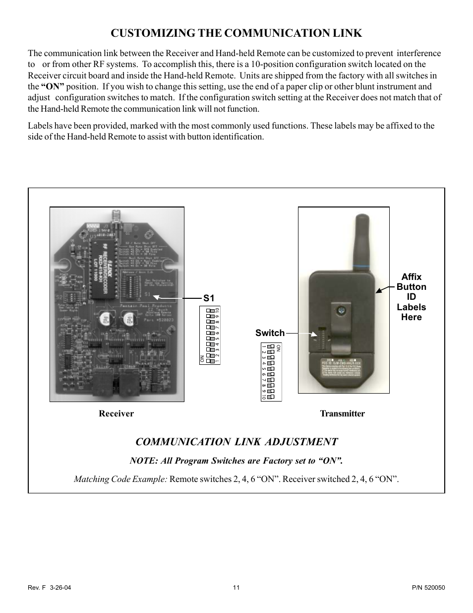 Customizing the communication link, Communication link adjustment | Pentair EasyTouch Pool/Spa Control System LX-100EZ User Manual | Page 11 / 32