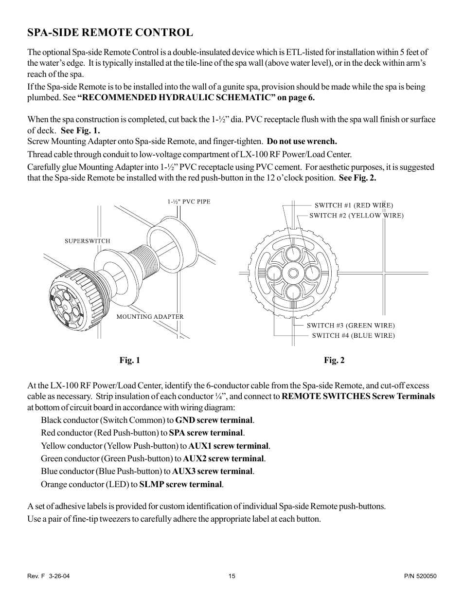 Spa-side remote control | Pentair EasyTouch Pool/Spa Control System LX-100EZ User Manual | Page 15 / 32