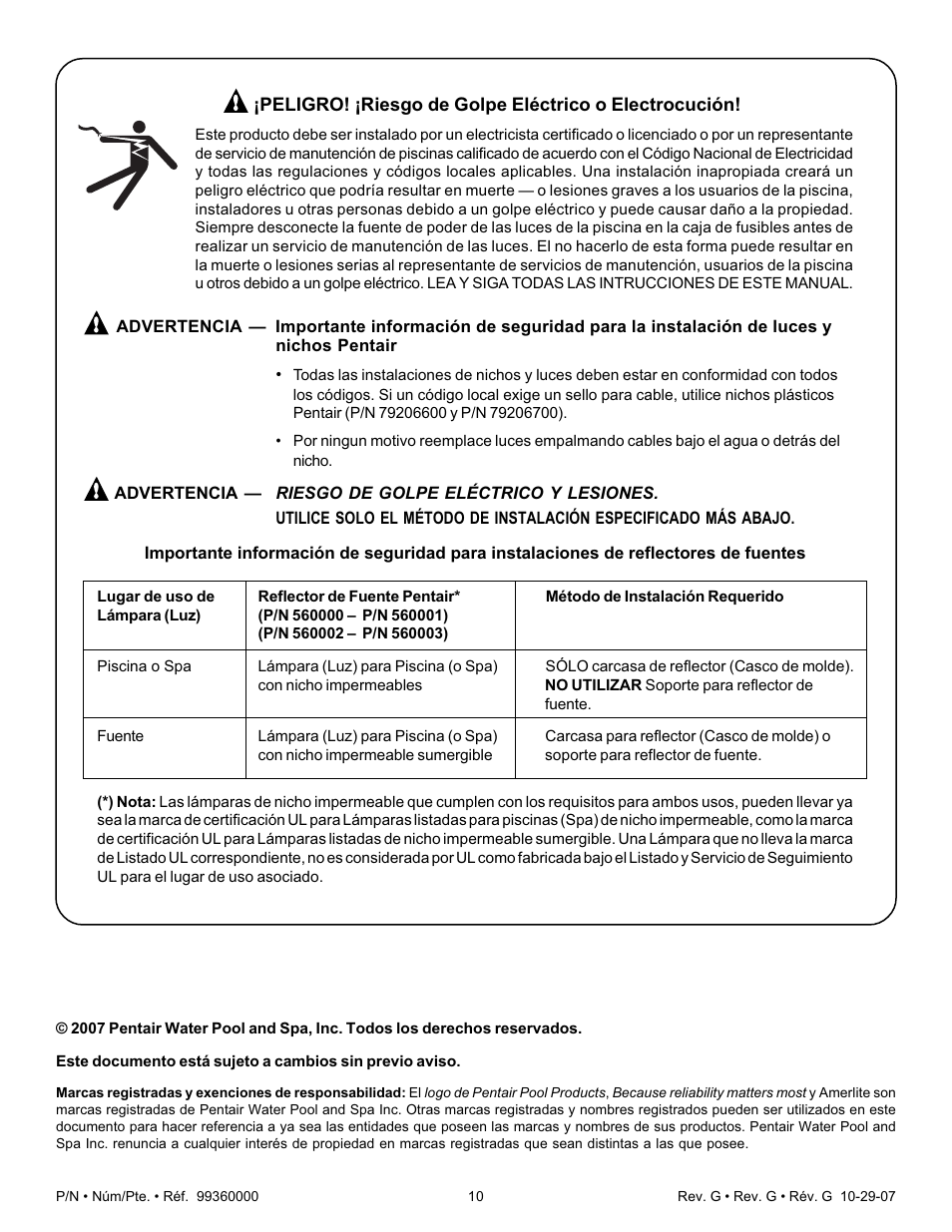 Pentair Underwater Light Amerlite User Manual | Page 10 / 24