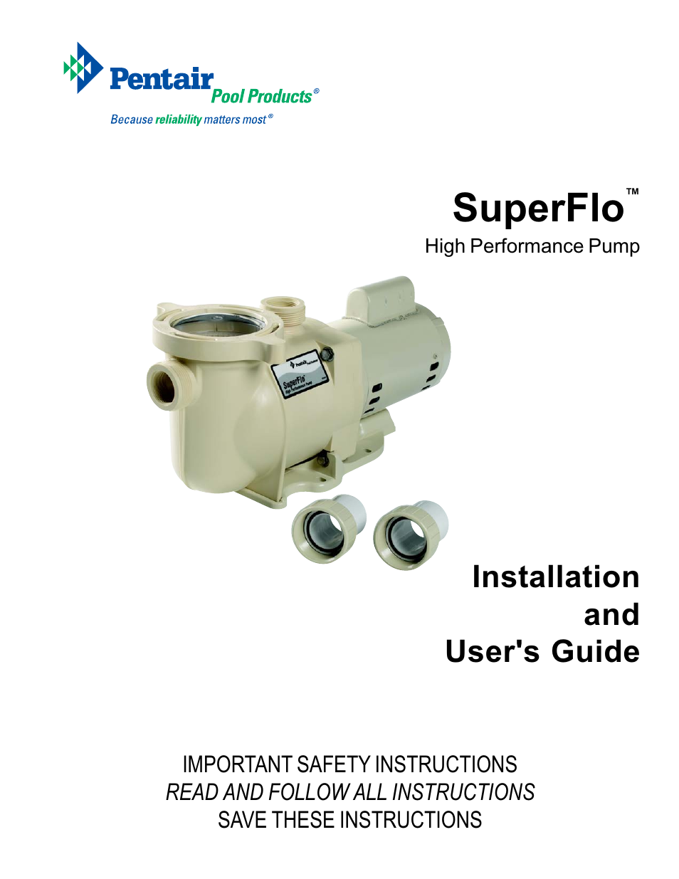 Pentair SuperFlo Swimming Pool Pump User Manual | 20 pages