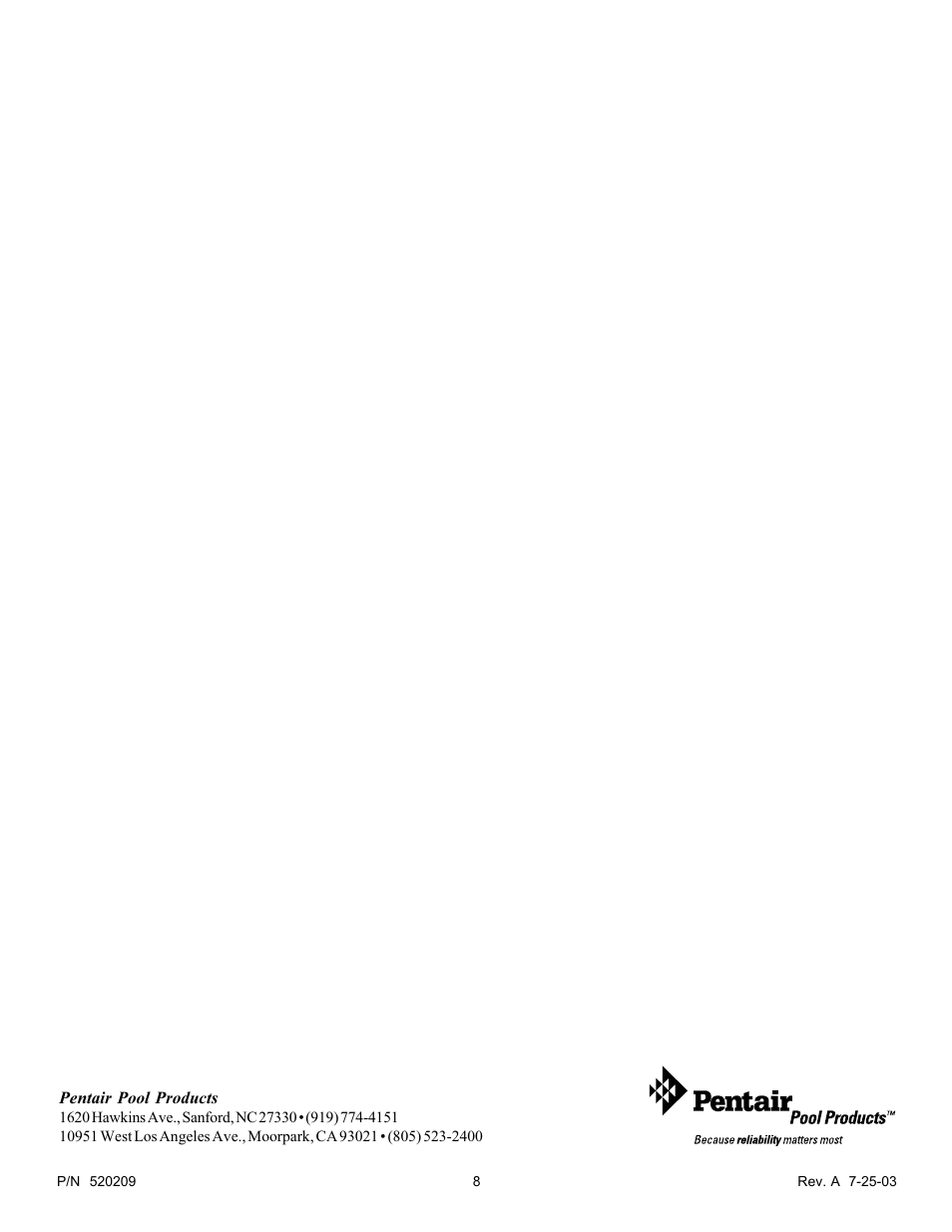 Pentair QT4 User Manual | Page 8 / 8