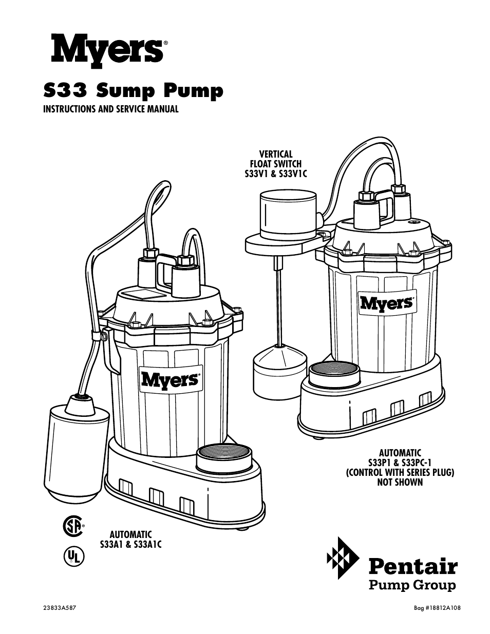 Pentair MYERS S33 User Manual | 7 pages