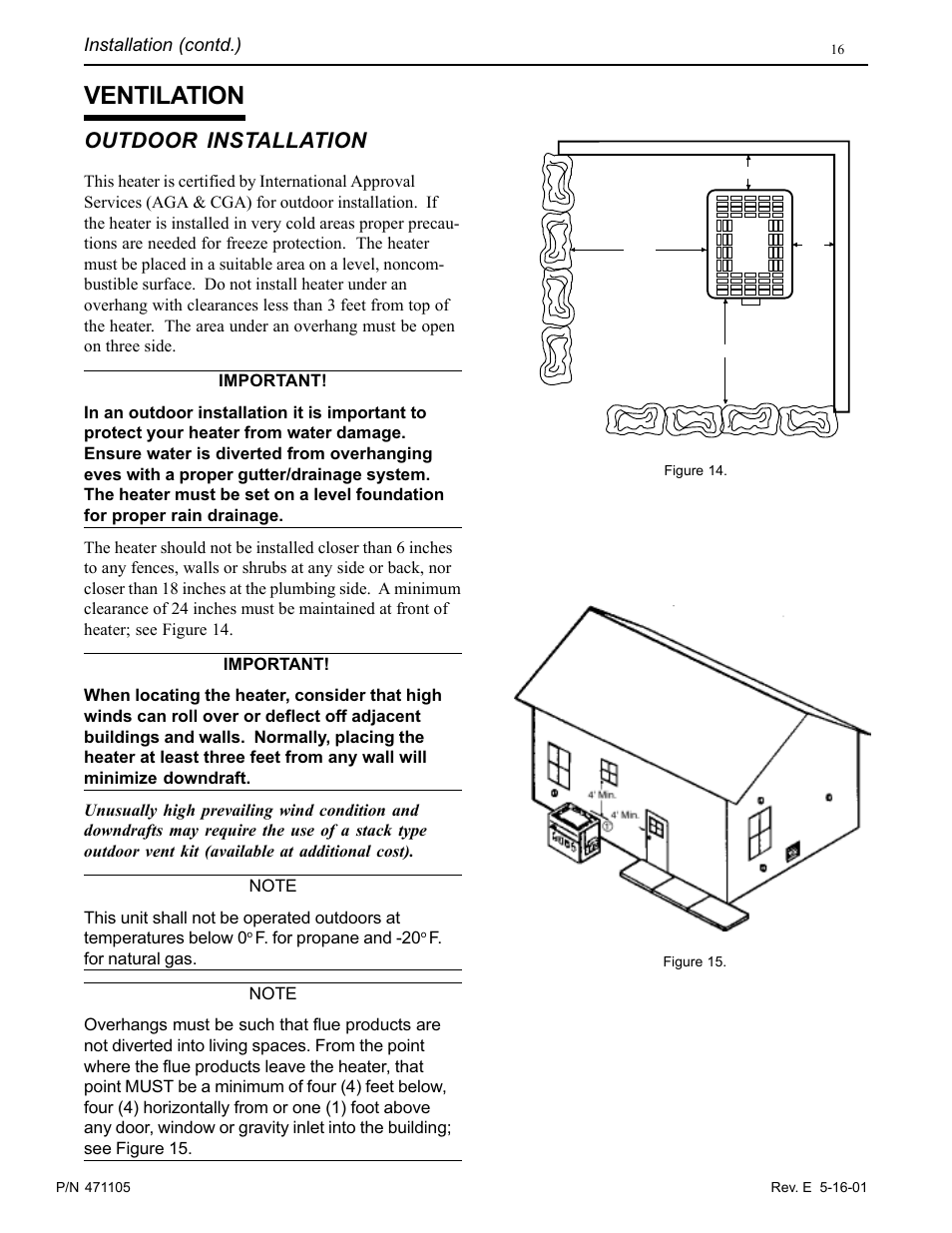 Ventilation, Outdoor installation | Pentair 75 User Manual | Page 16 / 24