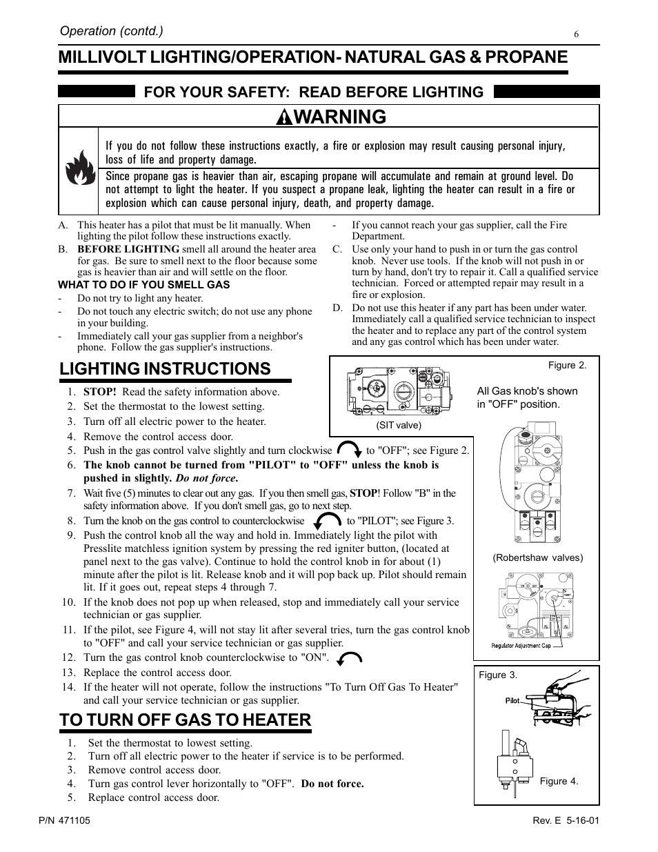 Warning, Lighting instructions, For your safety: read before lighting | Pentair 75 User Manual | Page 6 / 24