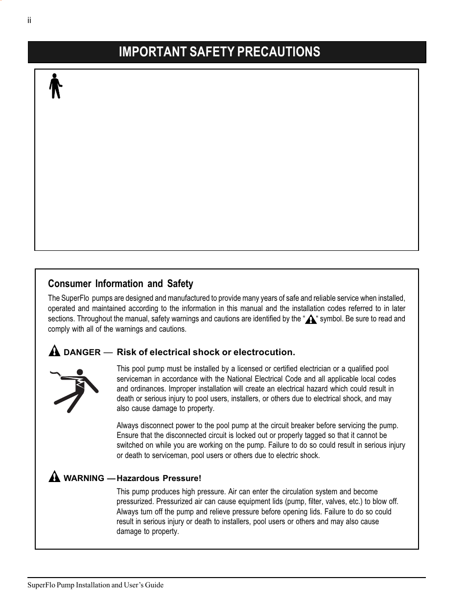 Important safety precautions | Pentair SuperFlo High Performance Pump User Manual | Page 4 / 20