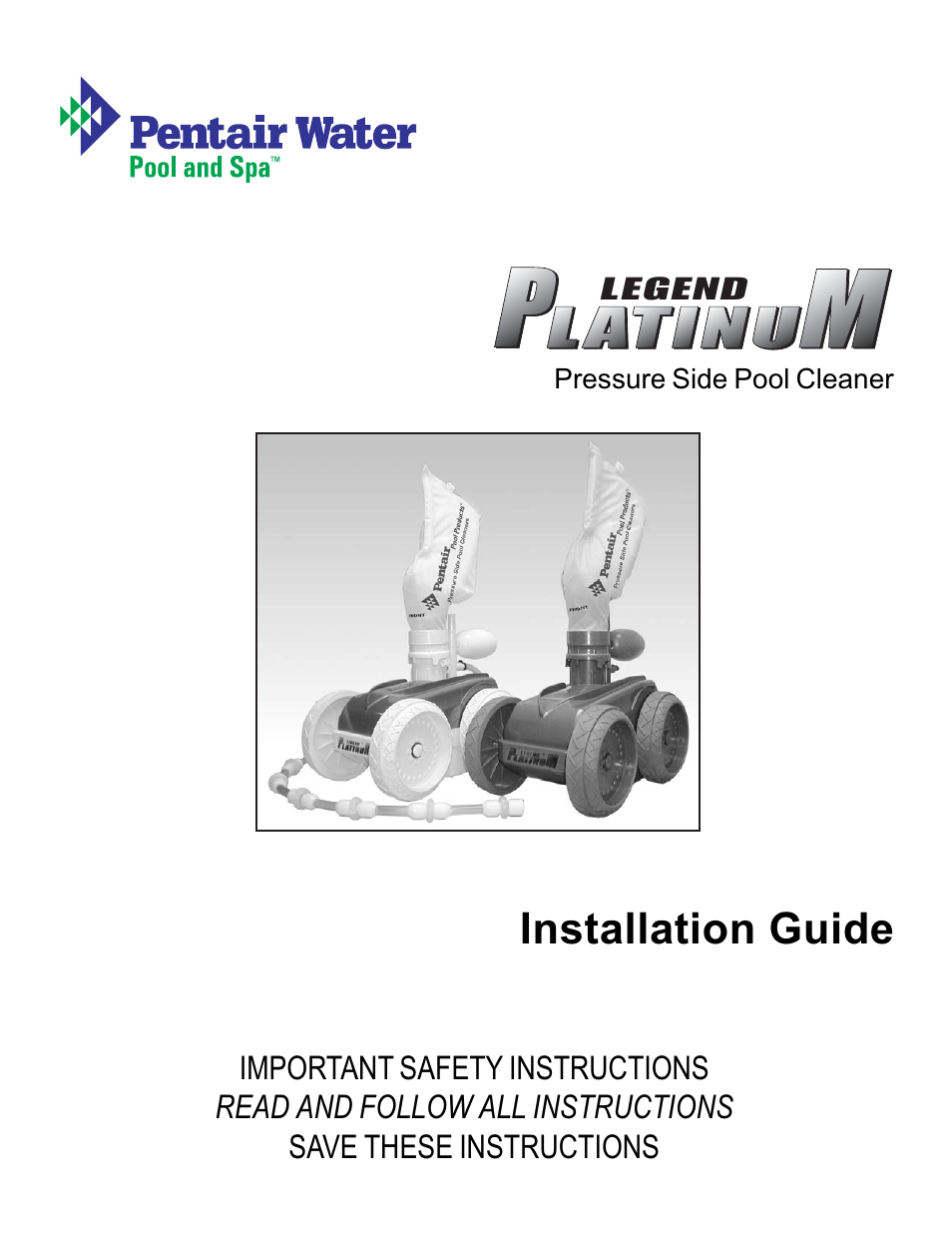 Pentair Side Pool Cleaner User Manual | 20 pages