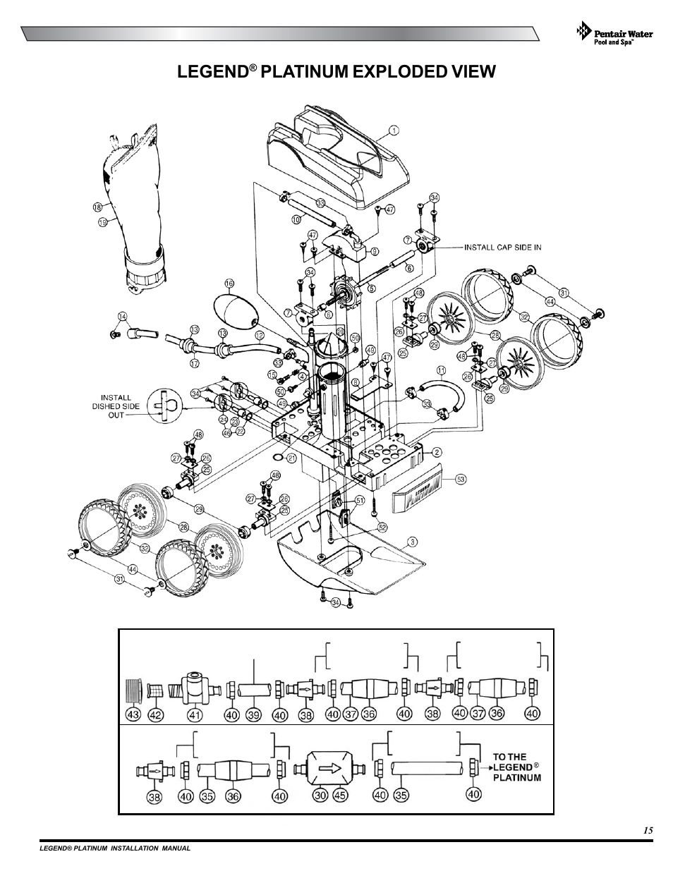 Legend, Platinum exploded view | Pentair Side Pool Cleaner User Manual | Page 19 / 20