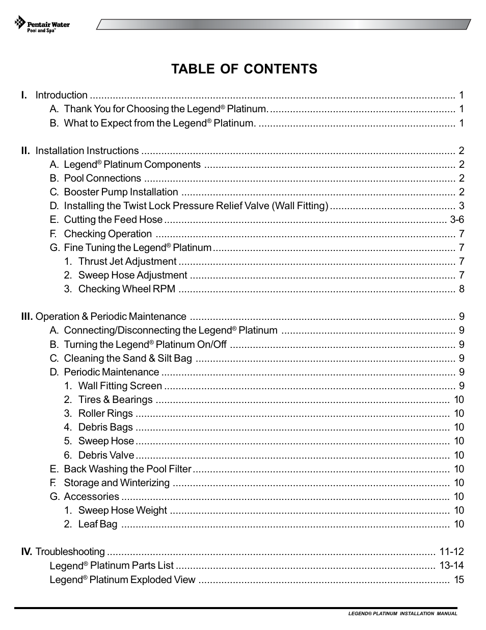 Pentair Side Pool Cleaner User Manual | Page 4 / 20