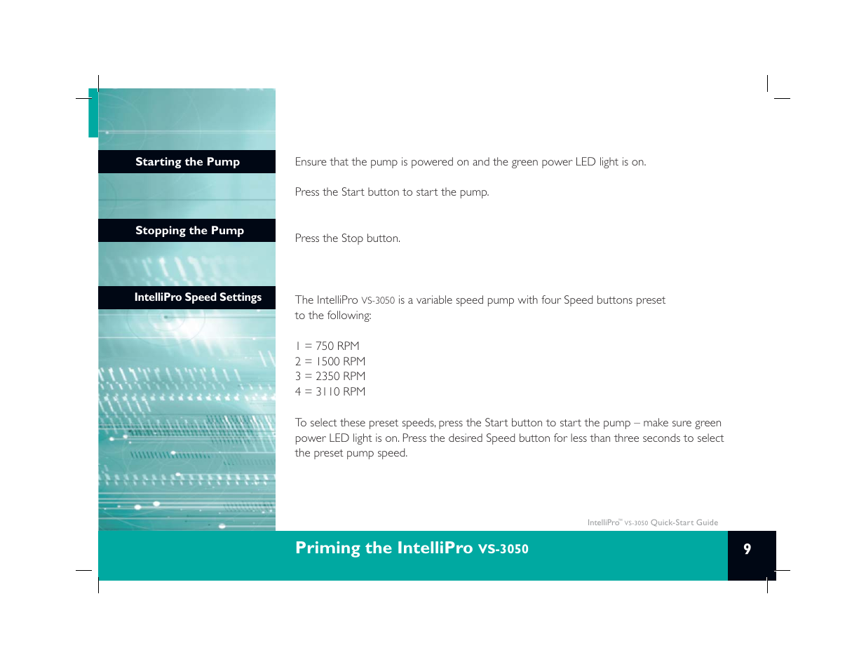 Priming the intellipro | Pentair IntelliPro VS-3050 User Manual | Page 11 / 16