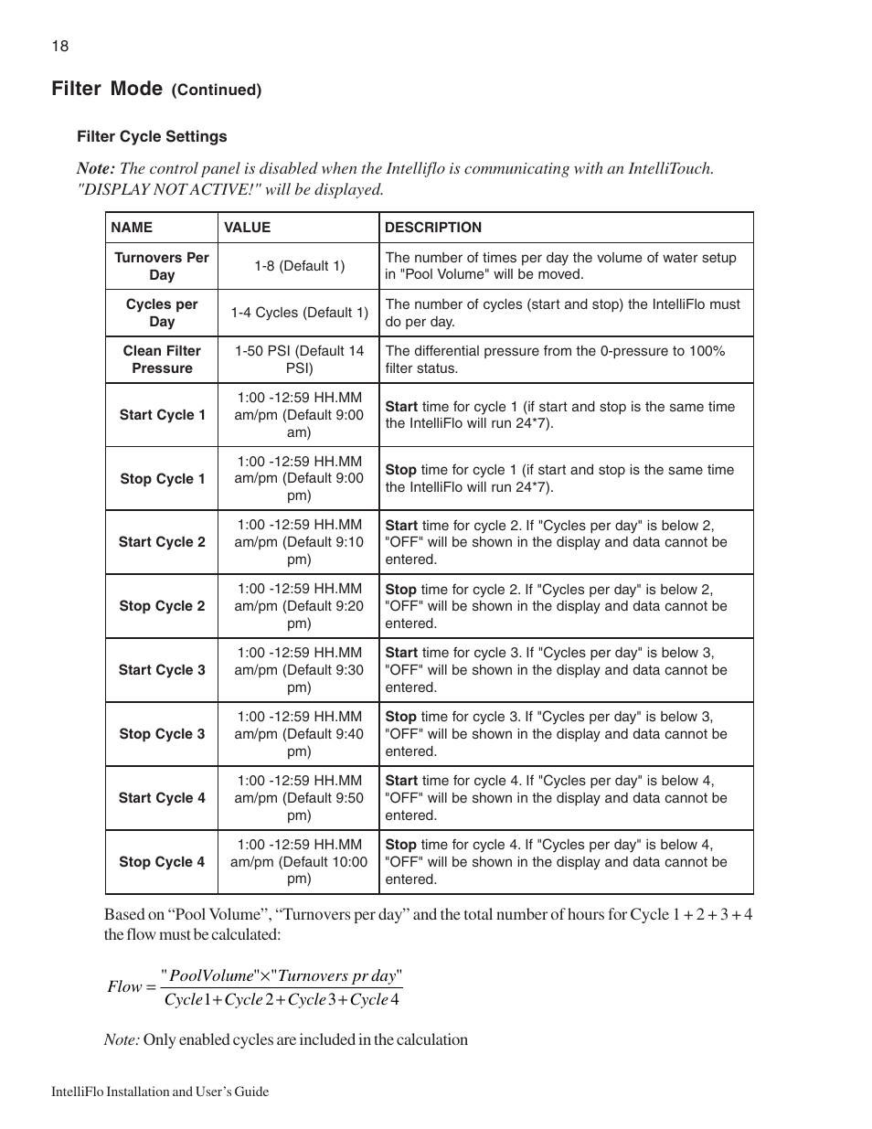 Filter mode | Pentair Variable Speed Pump IntelliFlo User Manual | Page 24 / 64