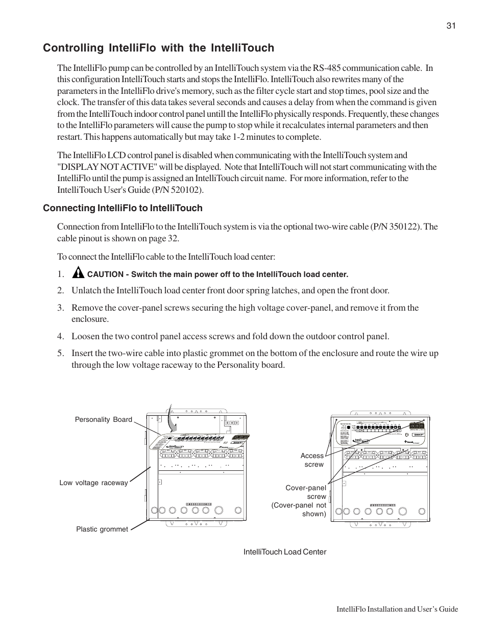 Controlling intelliflo with the intellitouch | Pentair Variable Speed Pump IntelliFlo User Manual | Page 37 / 64