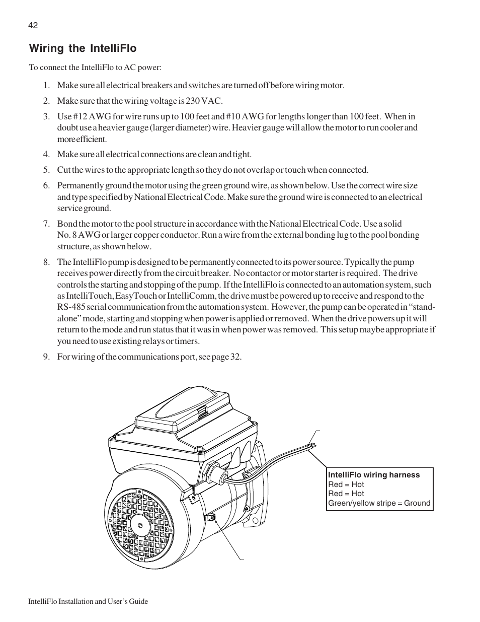 Wiring the intelliflo | Pentair Variable Speed Pump IntelliFlo User Manual | Page 48 / 64