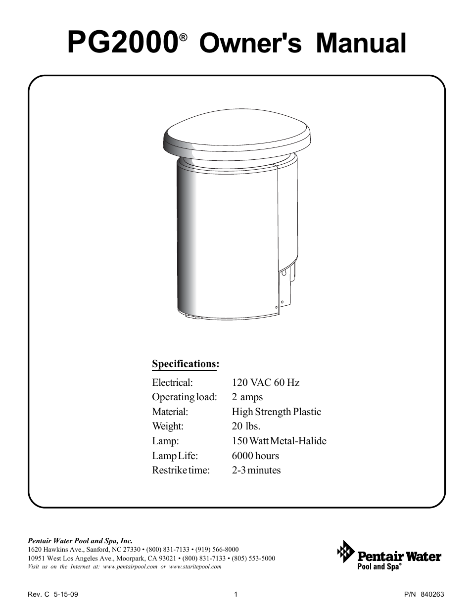 Pentair PG2000 User Manual | 4 pages