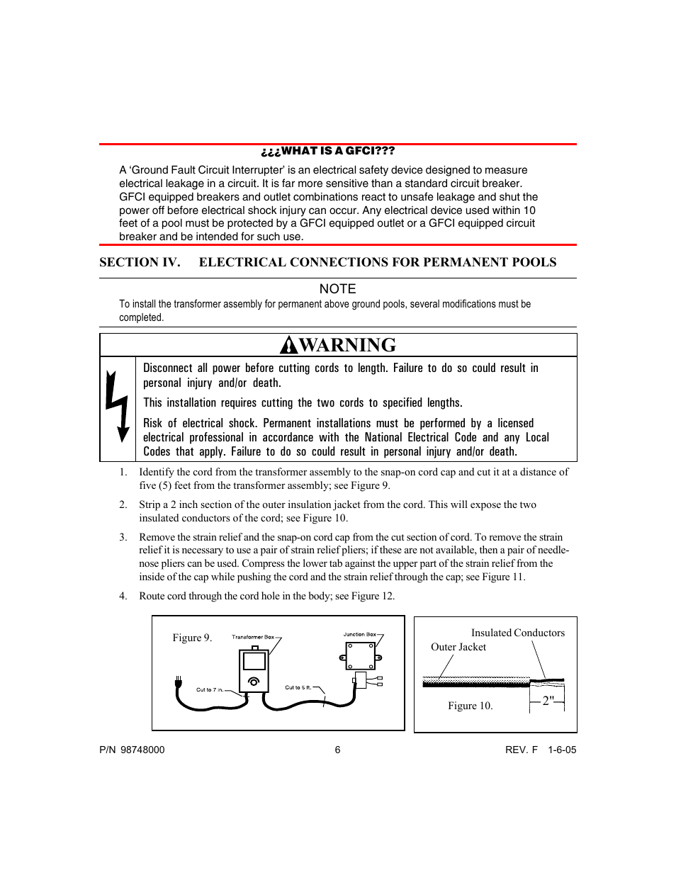 Warning | Pentair Light and Return Water Flow Quasar User Manual | Page 6 / 12