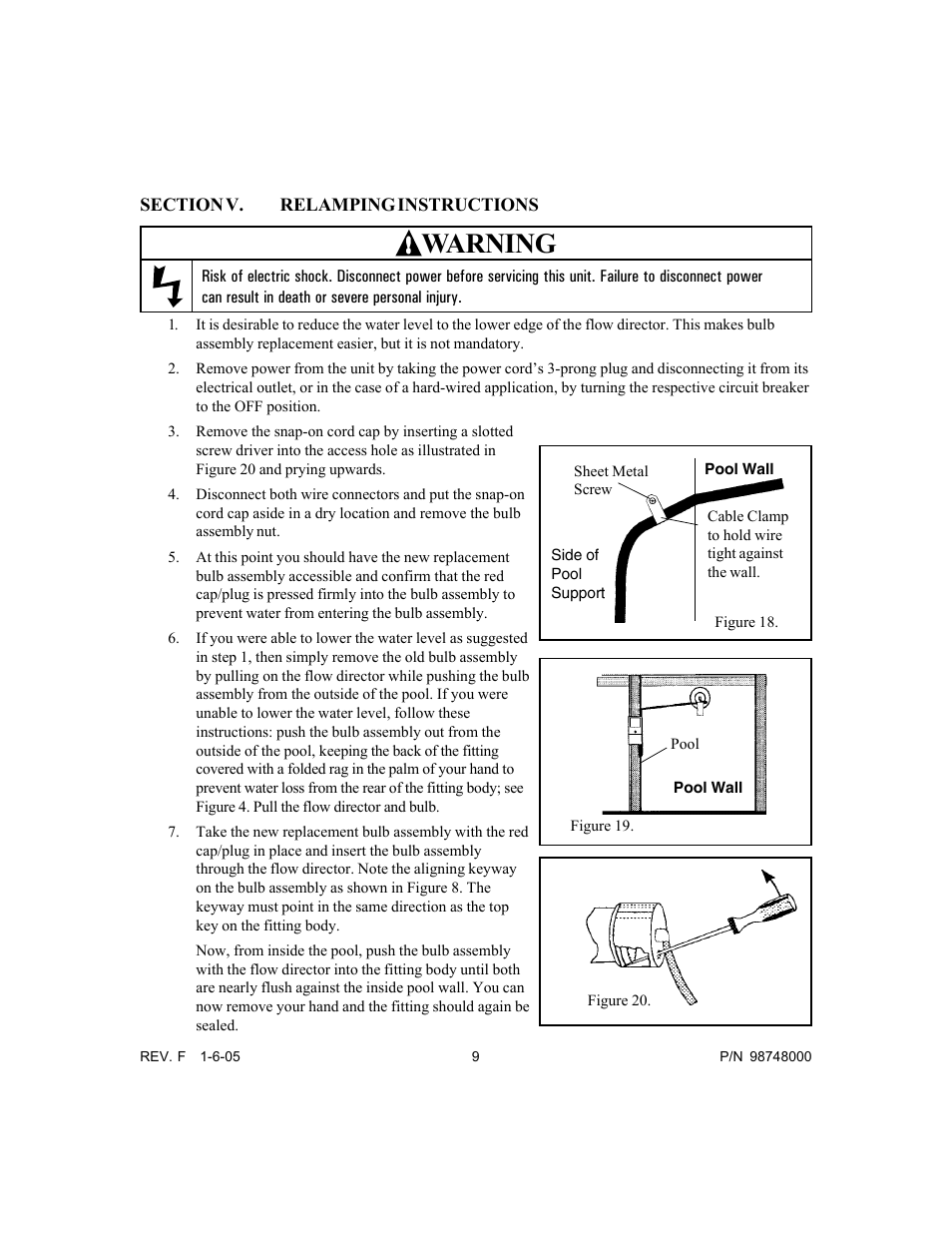 Warning | Pentair Light and Return Water Flow Quasar User Manual | Page 9 / 12