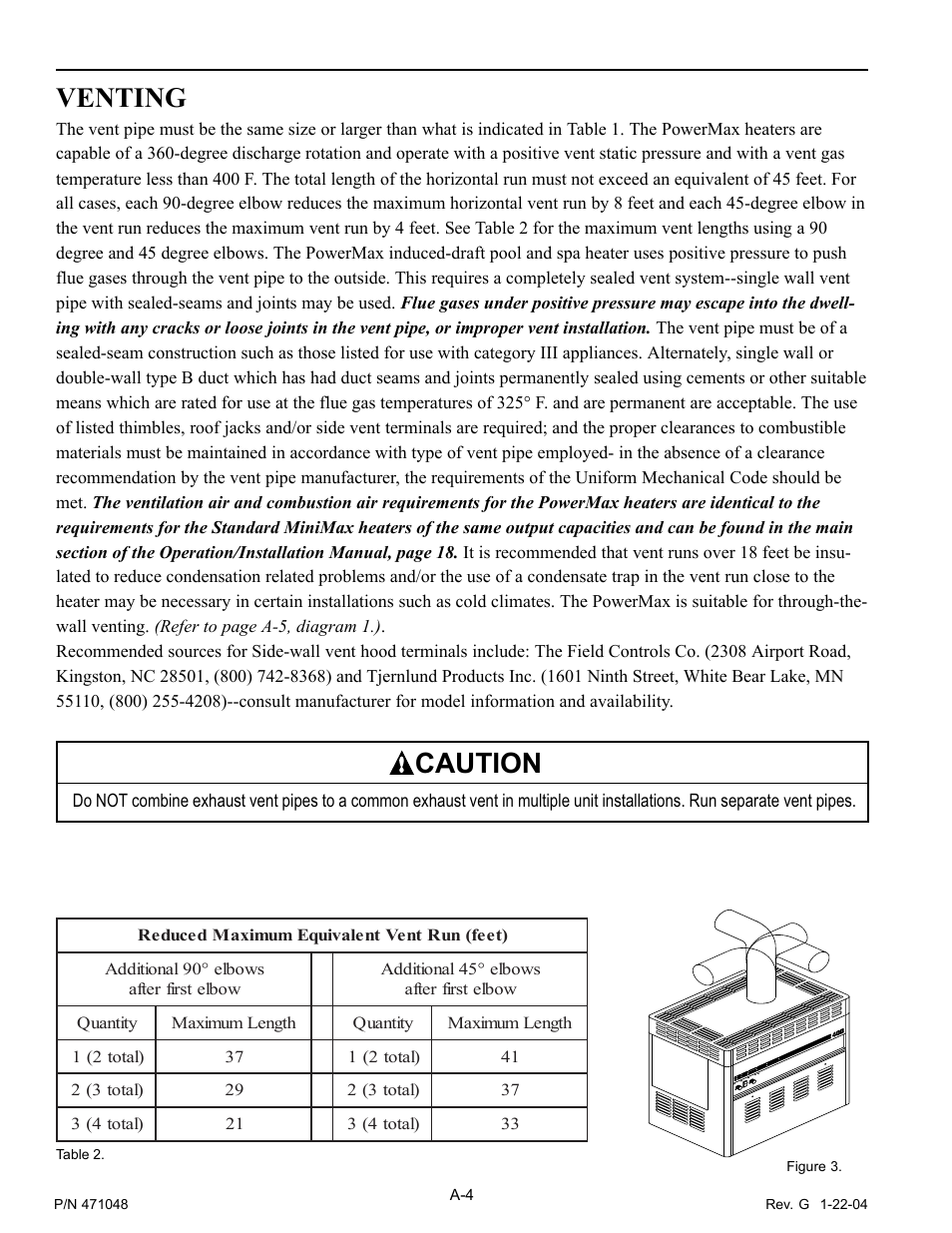 Venting, Caution | Pentair 100 User Manual | Page 30 / 40