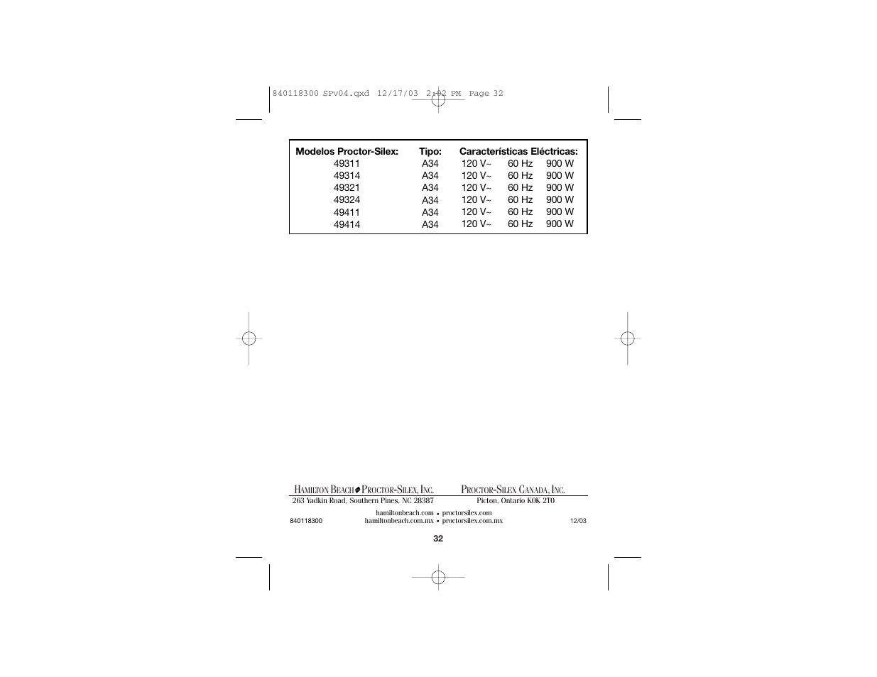 Proctor-Silex 49414 User Manual | Page 19 / 19