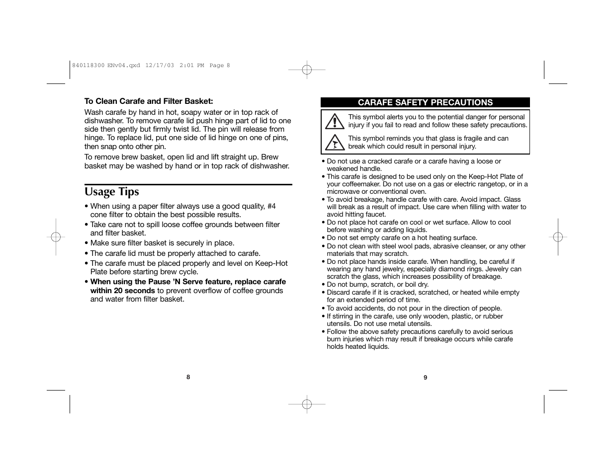 Usage tips | Proctor-Silex 49414 User Manual | Page 5 / 19