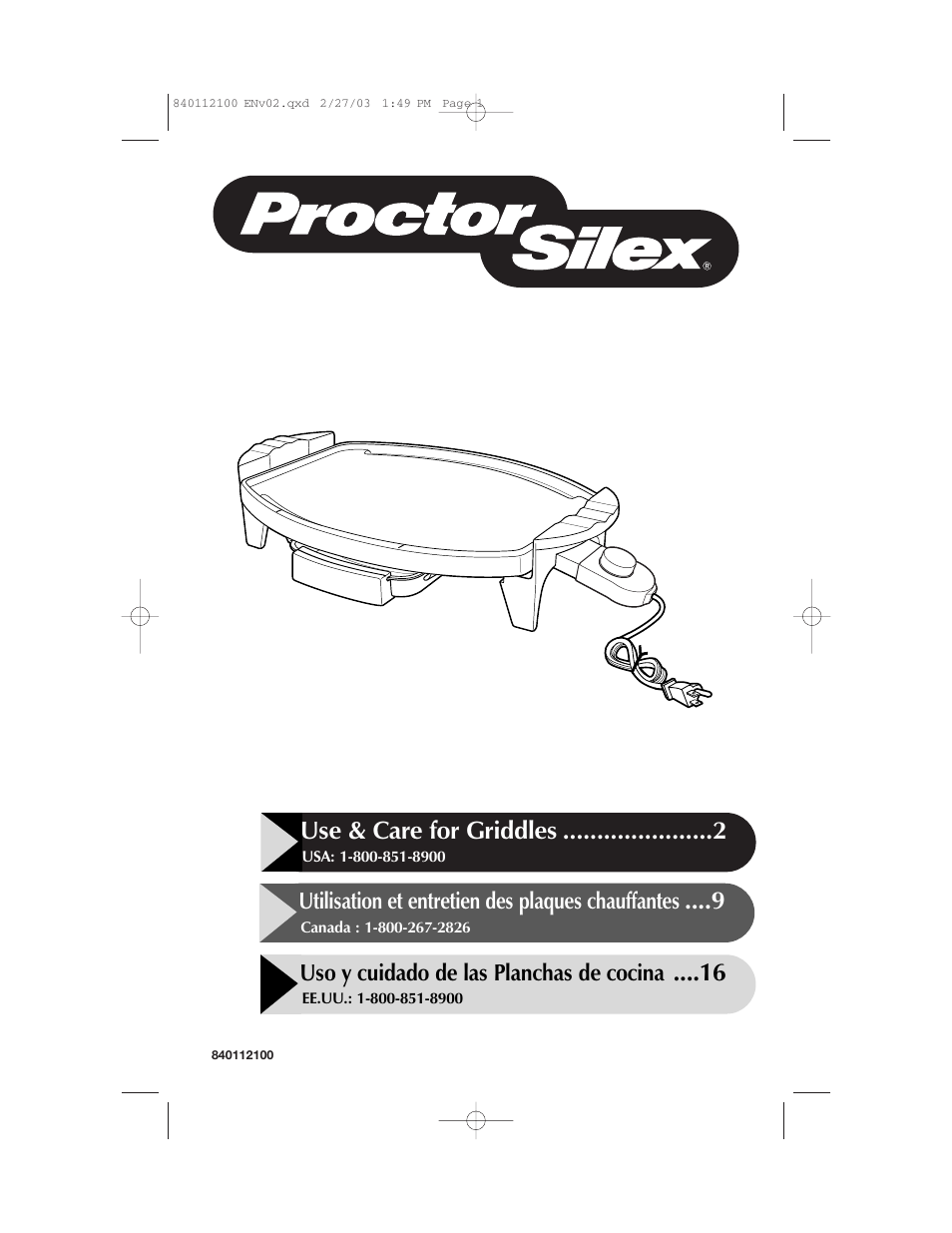 Proctor-Silex 840112100 User Manual | 24 pages