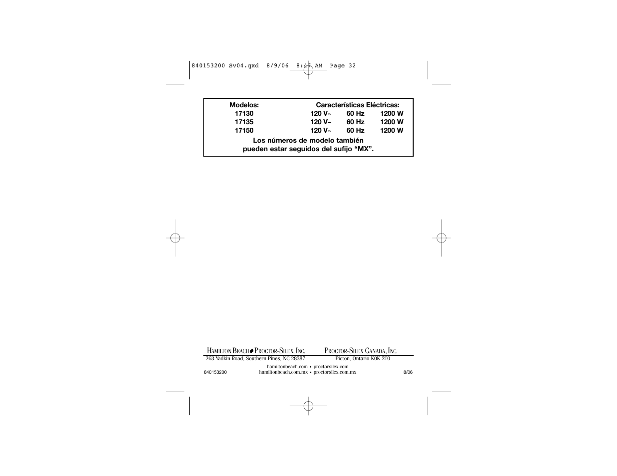 Proctor-Silex 17150 User Manual | Page 18 / 18