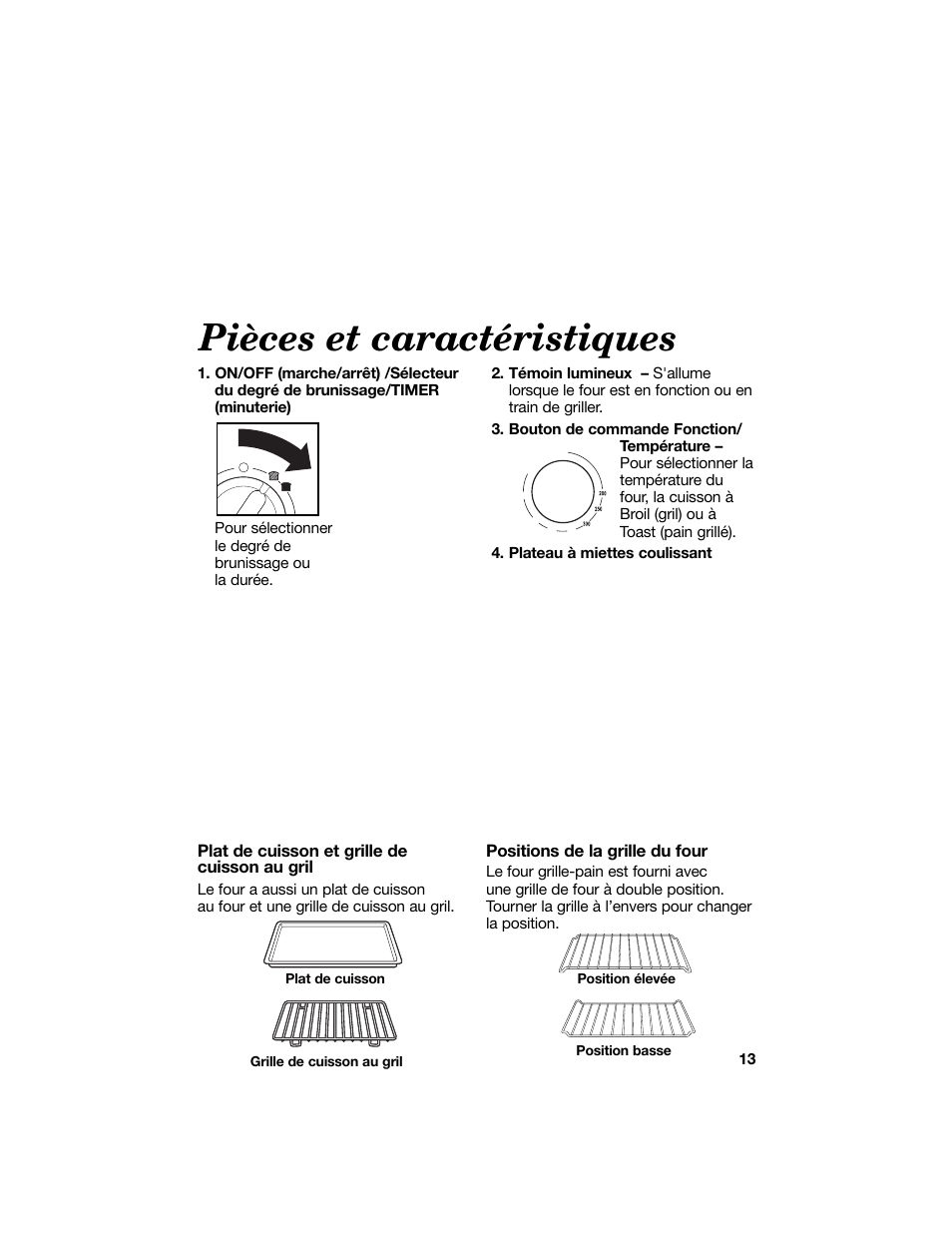 Pièces et caractéristiques | Proctor-Silex pizza and toaster oven User Manual | Page 13 / 32
