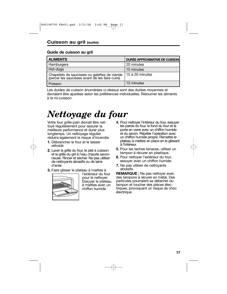 Nettoyage du four | Proctor-Silex pizza and toaster oven User Manual | Page 17 / 32