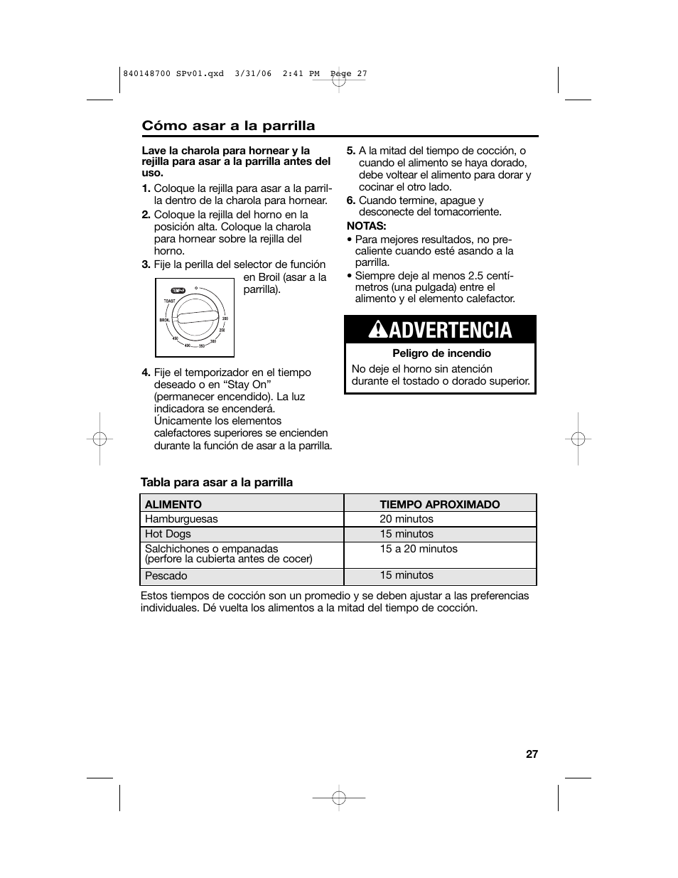 W advertencia | Proctor-Silex pizza and toaster oven User Manual | Page 27 / 32