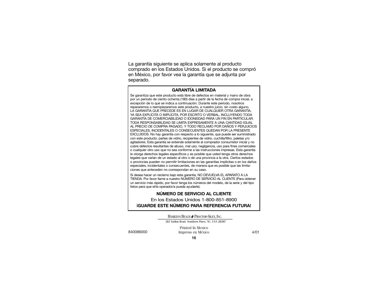 Proctor-Silex Blenders User Manual | Page 10 / 10