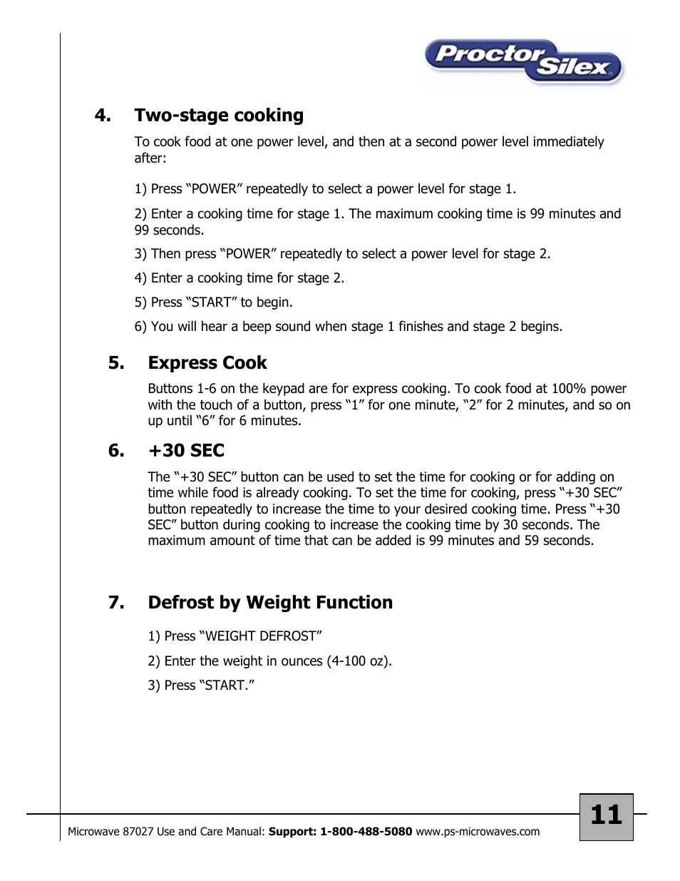 Proctor-Silex 87027 User Manual | Page 11 / 17