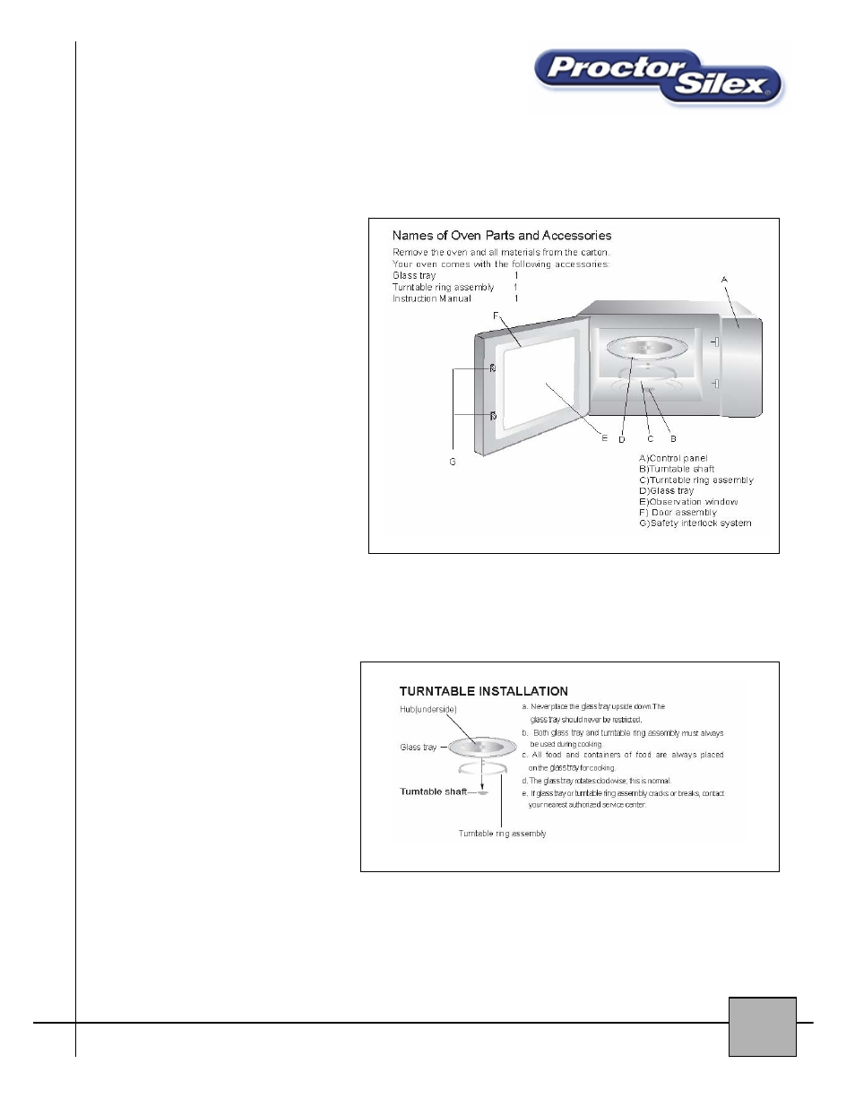 8setting up your microwave, Installation | Proctor-Silex E8020NP-SI User Manual | Page 8 / 18