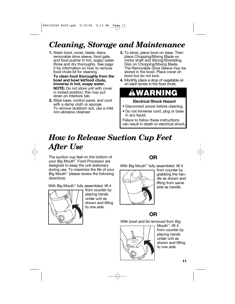 Cleaning, storage and maintenance | Proctor-Silex 840150200 User Manual | Page 11 / 52
