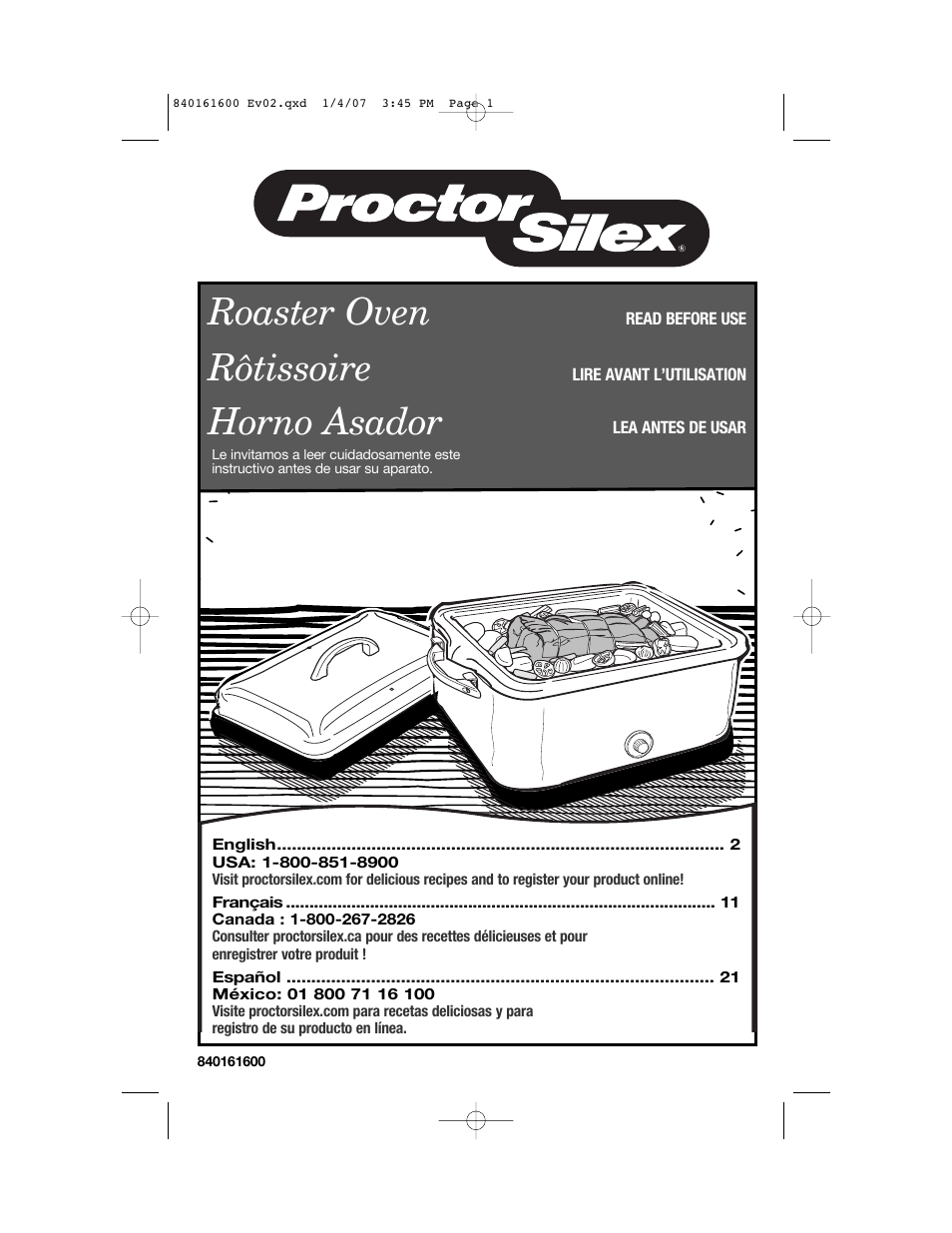 Proctor-Silex 840161600 User Manual | 32 pages