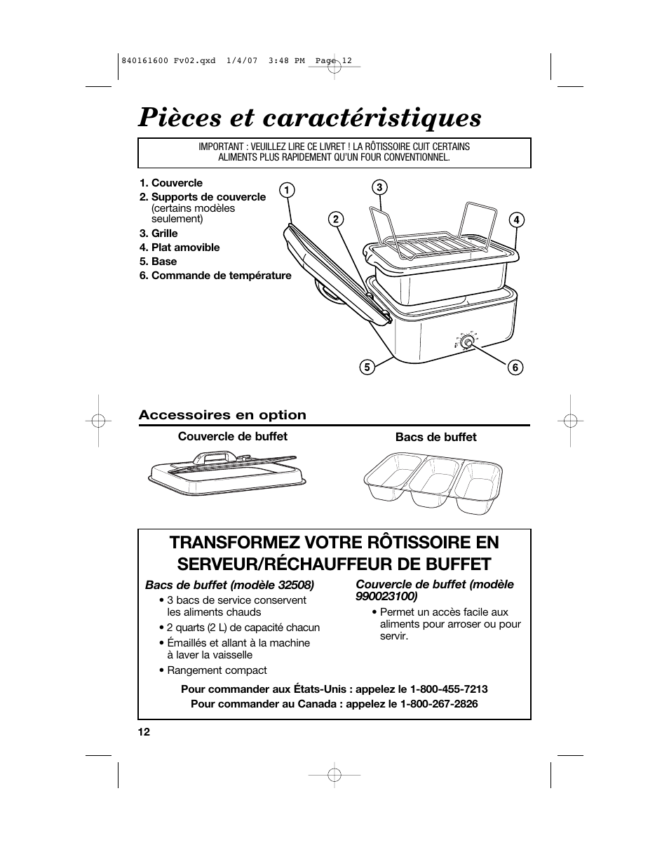 Pièces et caractéristiques | Proctor-Silex 840161600 User Manual | Page 12 / 32