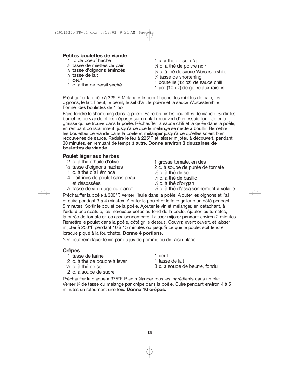 Proctor-Silex 840116300 User Manual | Page 13 / 24