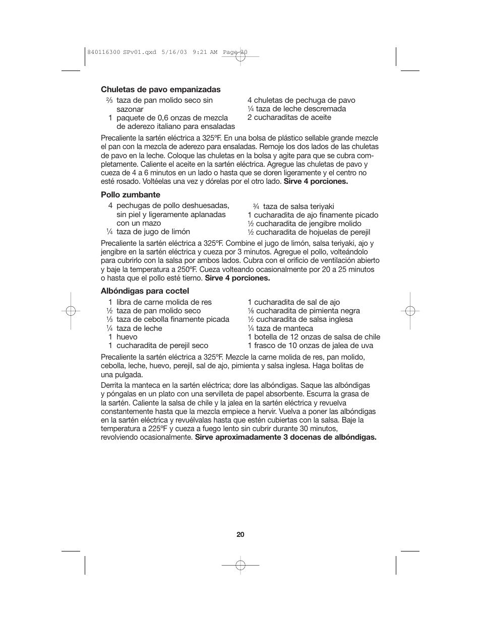 Proctor-Silex 840116300 User Manual | Page 20 / 24
