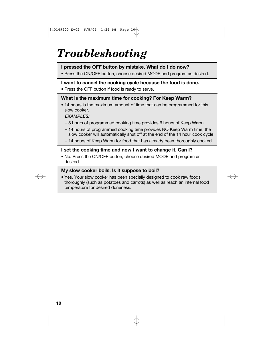 Troubleshooting | Proctor-Silex 840149500 User Manual | Page 10 / 64