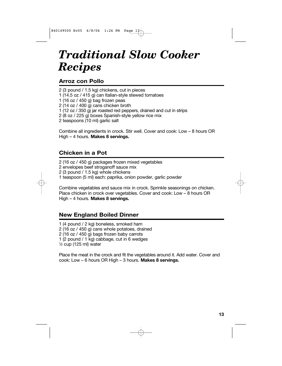Traditional slow cooker recipes | Proctor-Silex 840149500 User Manual | Page 13 / 64