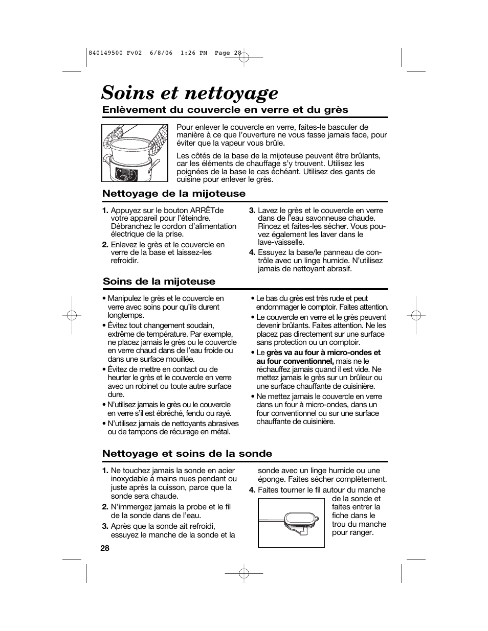 Soins et nettoyage | Proctor-Silex 840149500 User Manual | Page 28 / 64