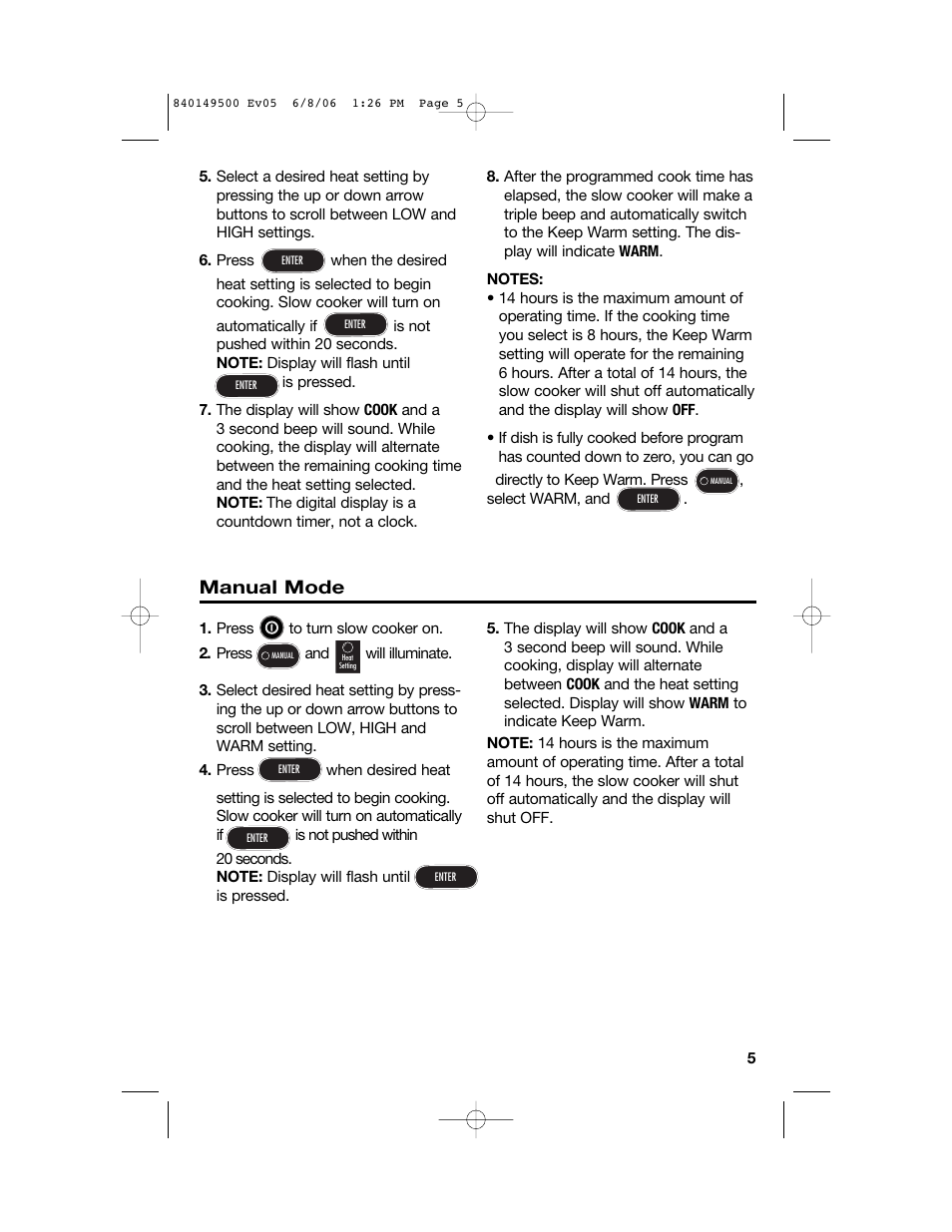 Manual mode | Proctor-Silex 840149500 User Manual | Page 5 / 64