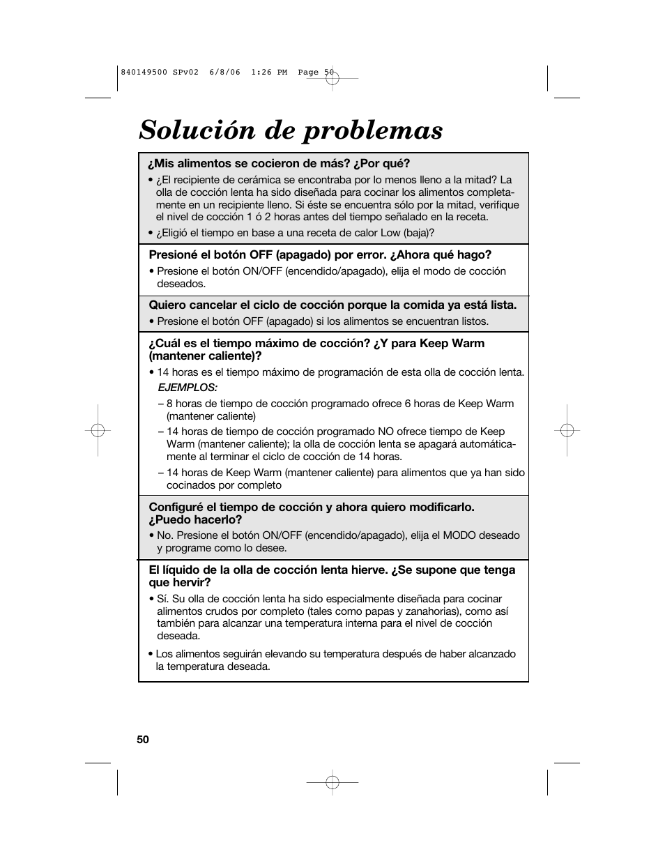 Solución de problemas | Proctor-Silex 840149500 User Manual | Page 50 / 64