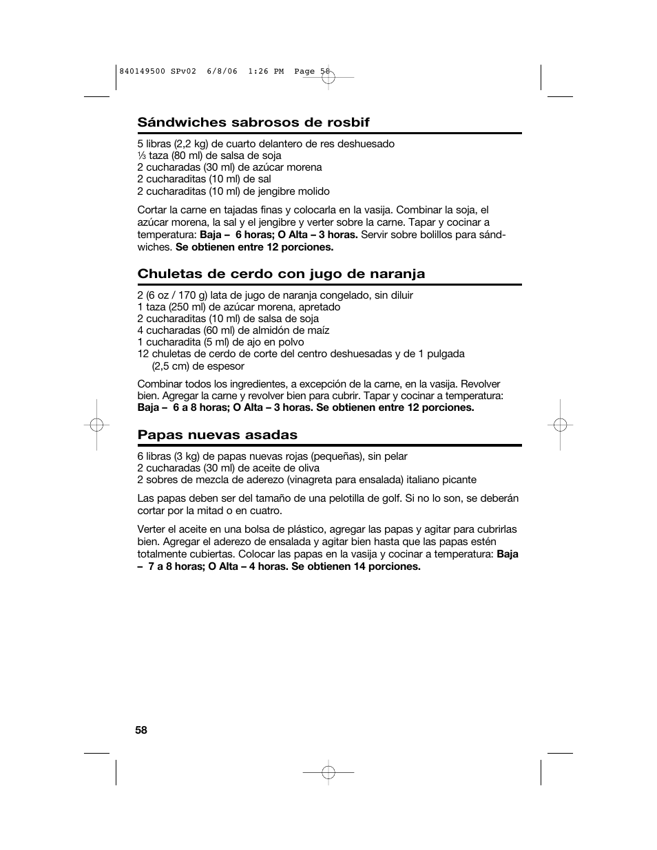 Proctor-Silex 840149500 User Manual | Page 58 / 64