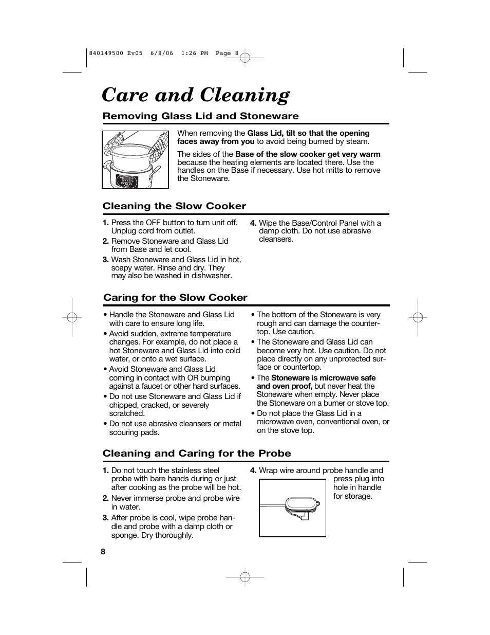 Care and cleaning | Proctor-Silex 840149500 User Manual | Page 8 / 64